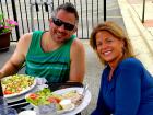 Couple enjoying lunch on the patio at Dino's Cafe in Bloomingdale Couple enjoying lunch on the patio at Dino's Cafe in Bloomingdale