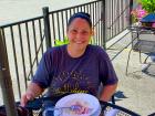Customer enjoying lunch on the patio at Dino's Cafe in Bloomingdale Customer enjoying lunch on the patio at Dino's Cafe in Bloomingdale