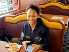 Loyal customer enjoying breakfast at Lumes Pancake House Chicago Loyal customer enjoying breakfast at Lumes Pancake House Chicago