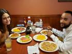 Couple enjoying lunch at Lumes Pancake House Chicago Couple enjoying lunch at Lumes Pancake House Chicago