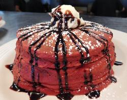 Stacked Pancake House Red Velvet Pancakes in Oak Lawn