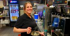 Friendly server at Big Apple Pancake House in Joliet Friendly server at Big Apple Pancake House in Joliet