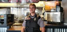 Police officer enjoying lunch at Billy Boy's Restaurant in Chicago Ridge