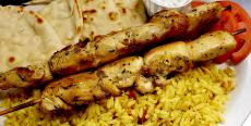 The famous Chicken Kabobs at Burger Baron Restaurant in Arlington Heights