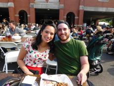 Couple enjoying the Lincoln Park Greek Fest at St. George in Chicago