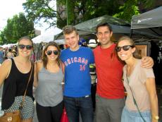 Friends enjoying the Lincoln Park Greek Fest at St. George in Chicago
