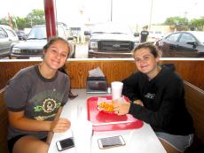 Sisters enjoying lunch at Nick's Drive In Restaurant in Chicago