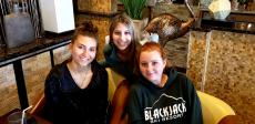 Friends enjoying lunch at Papagalino Cafe & Pastry Shop in Niles