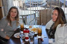 Friends enjoying lunch at Papagalino Cafe & Pastry Shop in Niles