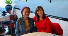Friends enjoying lunch at Thassos Greek Restaurant in Palos Hills